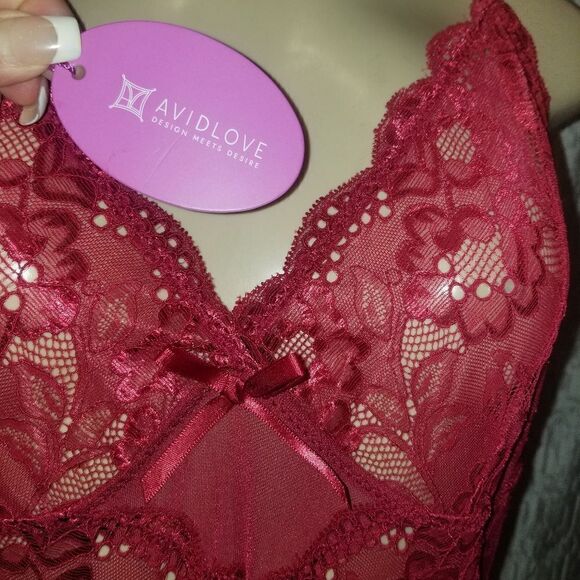 Lingerie Sleepwear burgundy lace and mesh nwt size 18W - Picture 14 of 14